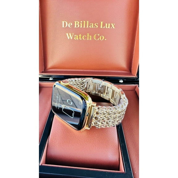 45MM iWatch Series 8 24k Gold Plated with a Thin Chains Links Band