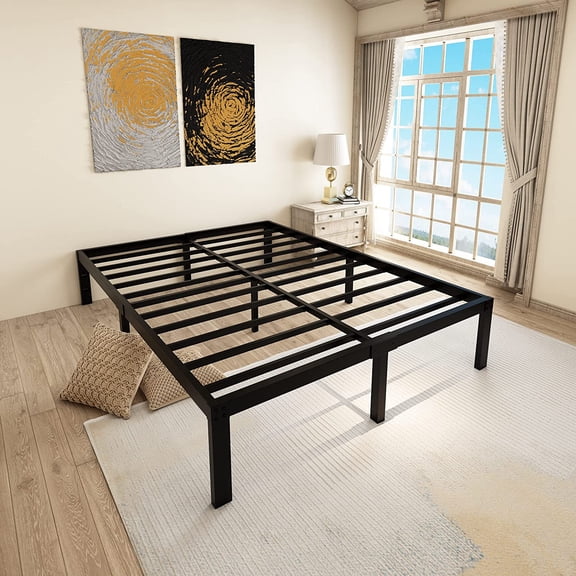45MinST 14 Inch Reinforced Platform Bed Frame/3500lbs Heavy Duty/Easy Assembly Mattress Foundation/Steel Slat/Noise Free/No Box Spring Needed, Twin