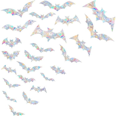 45PCS Bat Window Clings - Anti-Collision Window Decals to Save Birds from Window Collisions,Non Adhesive Prismatic Vinyl Window Clings (Bat)