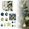 thumbnail image 1 of 45PCS Christmas Ball Ornaments Set, with Glitter Baubles Ornaments and Openwork Star Pendant for Xmas Tree, Holiday, Wedding, Party Decor, Blue and Gold and Silver (A), 1 of 9