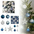 thumbnail image 1 of 45PCS Christmas Ball Ornaments Set, with Glitter Baubles Ornaments and Openwork Star Pendant for Xmas Tree, Holiday, Wedding, Party Decor, Blue and Gold and Silver (B), 1 of 9