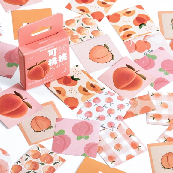 45PCS Cute Boxed DIY Decoration Mini Size Fruits Peach Paper Stickers for Laptop Planners Scrapbook Diary Notebooks Album Phone Case