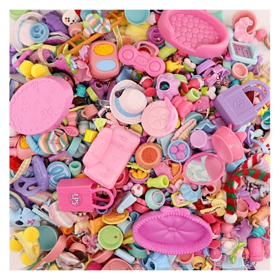 45PCS Random Accessories Lot for lps Pet Toys,Random Clothes Jacket Shoes Glasses Necklace Hat Scarf Handbag Doghouse Sofa Table Chair TV Accessories for lps Pet Figures