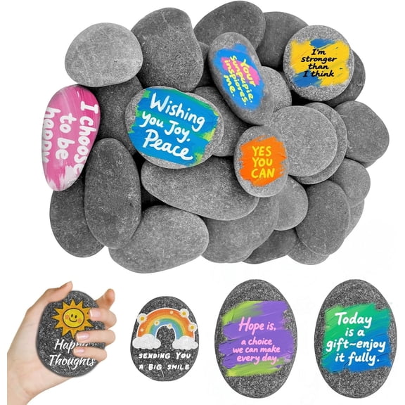 45PCS Rocks for Painting, Natural Smooth River Rocks for Painting, 2-4 Inches Flat Stones for Crafts, DIY Arts & Decorations(2-3in: 30pcs & 3-4in: 15pcs)