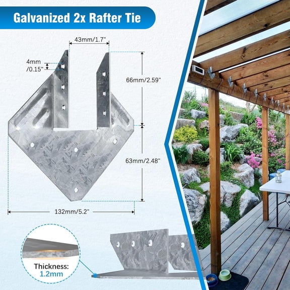 45Pack 18-Gauge Hurricane Ties for Rafters Shed Roof, Heavy Duty Galvanized Hurricane Straps Rafter Ties for Deck Pergola, Joist Hangers Fits Standard 2X Lumber ( 1-1/2" Thick)