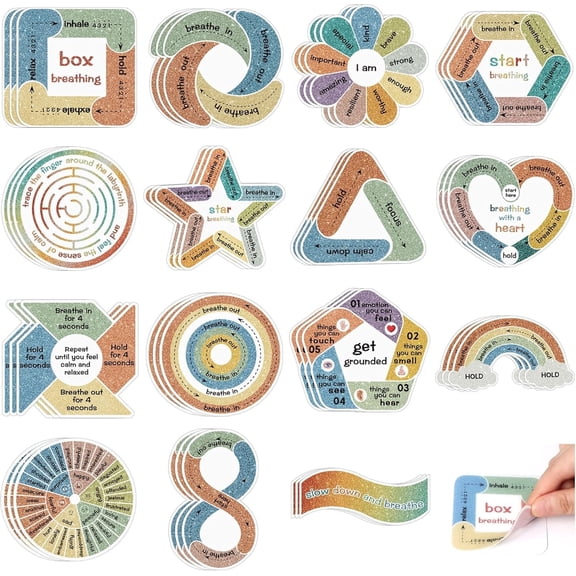 45Pcs Calm Stickers for Anxiety Sensory Textured Sensory Stickers Anti Stress Anxiety Relief Items Boho Calm Sticker Bulk Waterproof Fidget Classroom Teacher Supplies (45)