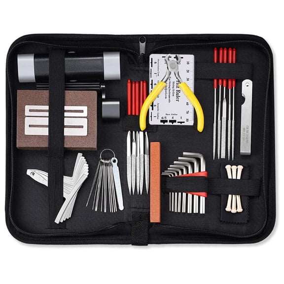 45Pcs Guitar Tool Kit, Guitar Repair Kit, Guitar Setup Kit, Luthier Tools Guitar Kit, Guitar Maintenance Kit Guitar Tools, Guitar Accessories for Ukulele Bass Guitar Gifts for Musicians
