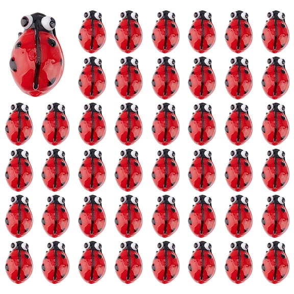 45Pcs Ladybug Beads Handmade Lampwork Glass Beads Flying Animal Insects Spacer Bead Loose Bead Bulk