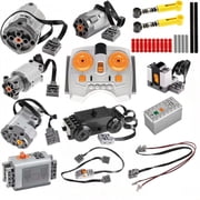 45Pcs Power-Function Technic-Parts Kit M/L/XL/Servo/Train-Motor IR Speed Remote Control Battery Box IR Receiver Extension Wire Light Cord Control Switch Compatible with Lego-Motor-Kit.