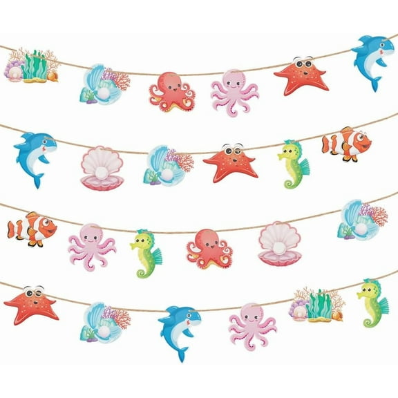 45Pcs Sea Animals Hanging Decorations Ocean Themed Party Table Decoration Under The Sea Birthday Party Ceiling Decor Fish Sea Creature Birthday Centerpiece