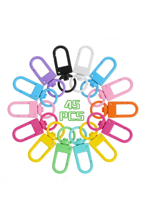 45Pcs Small Metal Lobster Claw Clasps Lanyard Clips, 32mm Colorful Swivel Snap Hooks for Key Chains Purses Straps Bag Charms Zipper Jewelry Making Connector DIY Craft Projects