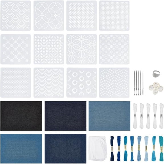 45Pcs Traditional Japanese Sashiko Sewing Set Includes Fabric Hoop And Needle