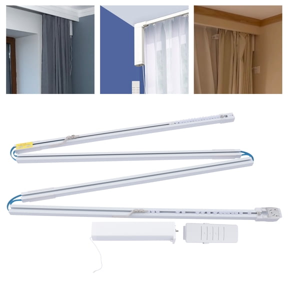 45W 110V Slide Rails Automatic Open/Close Electric Drapery Curtain Track Silver for Bedroom, Living Room