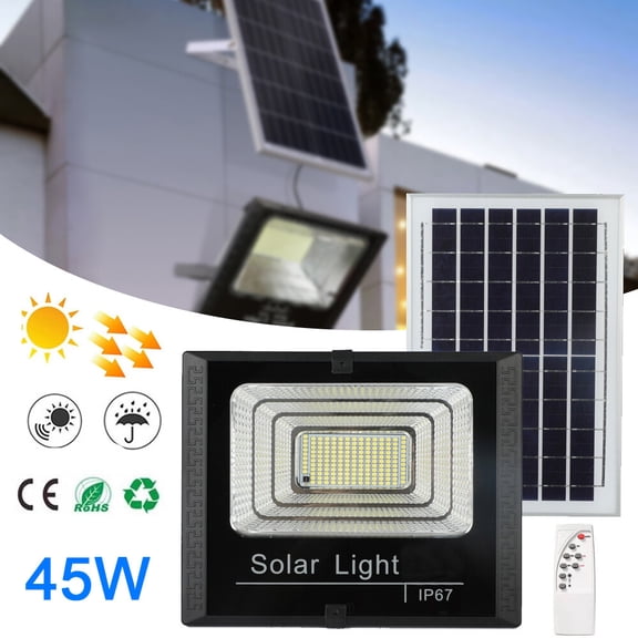 45W 170LED Solar Light Remote Motion Sensor Lamp Outdoor Wall Street Yard Garden