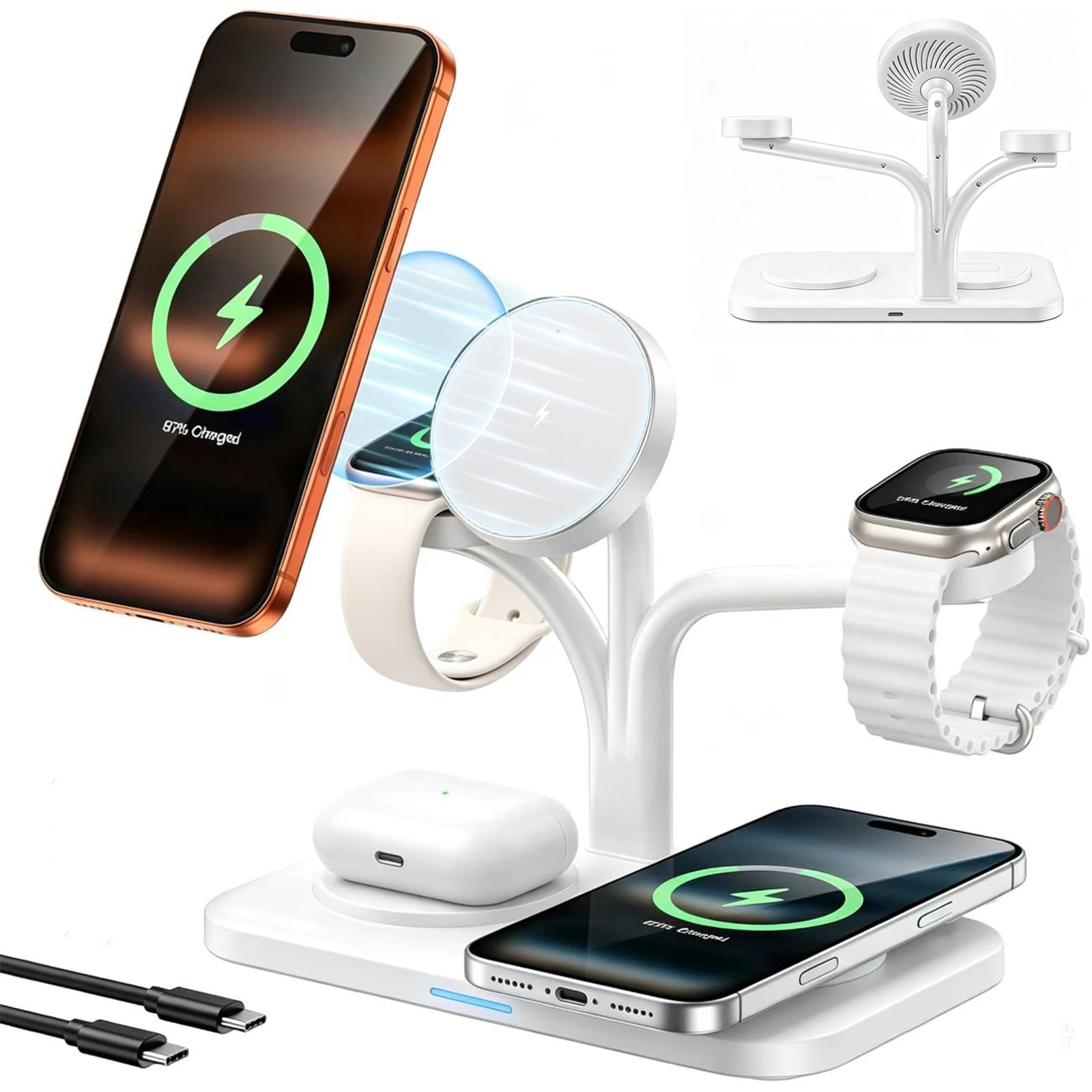 Wireless Charging Station for Apple Multiple Devices, Dual Phone & Apple Watch Charger Stand, Fast Wireless Charger for MagSafe Charger for iPhone 17-12 Series