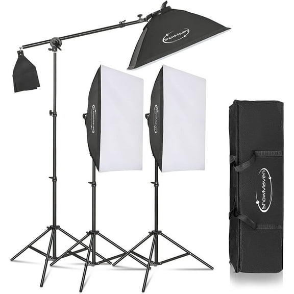 45W Dimmable LED Light with Double Color Temperature Continuous Lighting Studio Kit,3 Packs 20x28 Inches Studio Softbox, for Photo Studio Portrait, Video Shooting