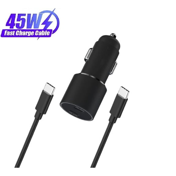 45W Dual USB-C Car Charger PD Fast Charging for Ulefone Armor 21, Fast Charging Metal Adapter with LED Light, Sleek Matte Black Design, 4FT Cable