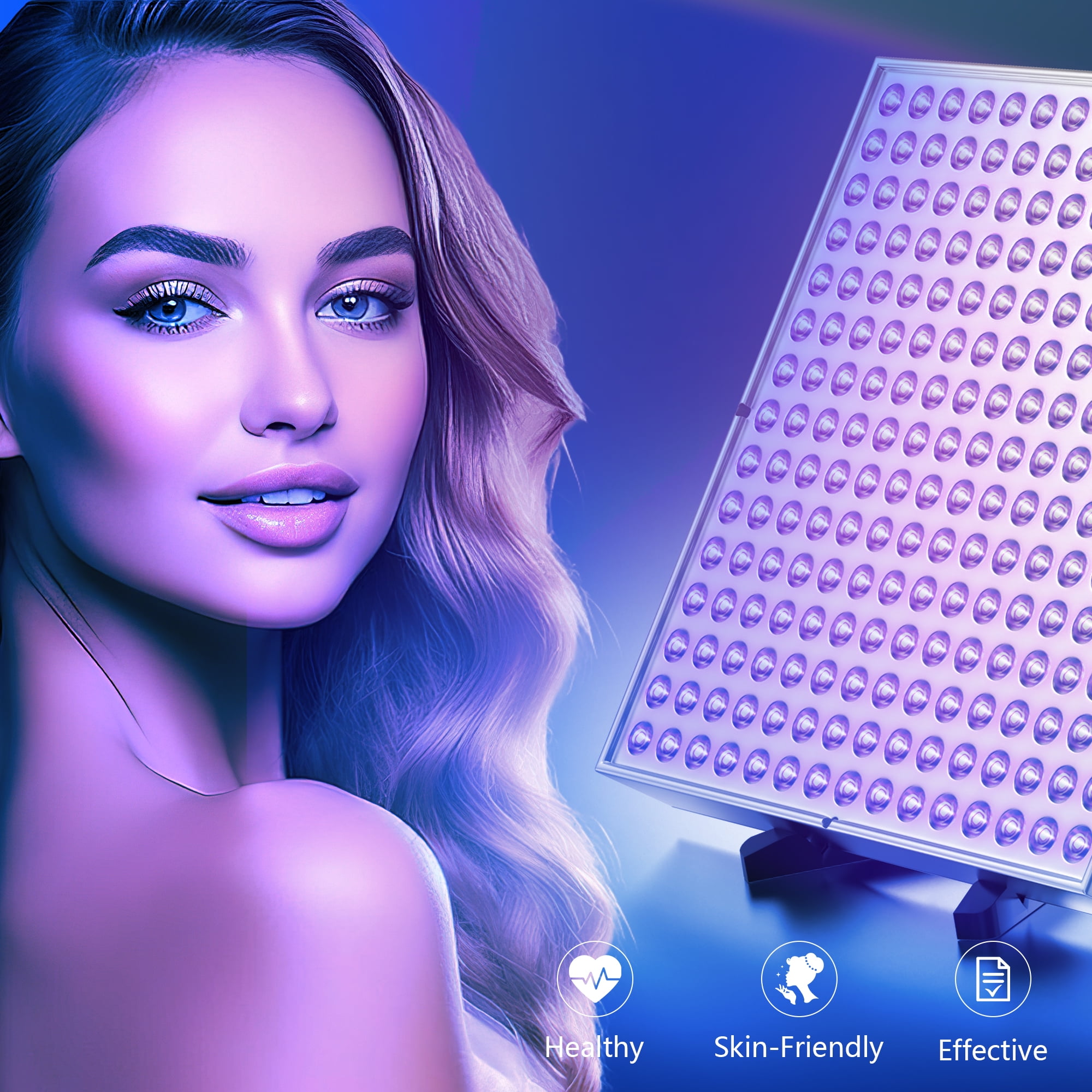 45W Face Body Tanning Lamp 460nm Full Blue 225 LEDs Tanner Therapy Device with Glasses