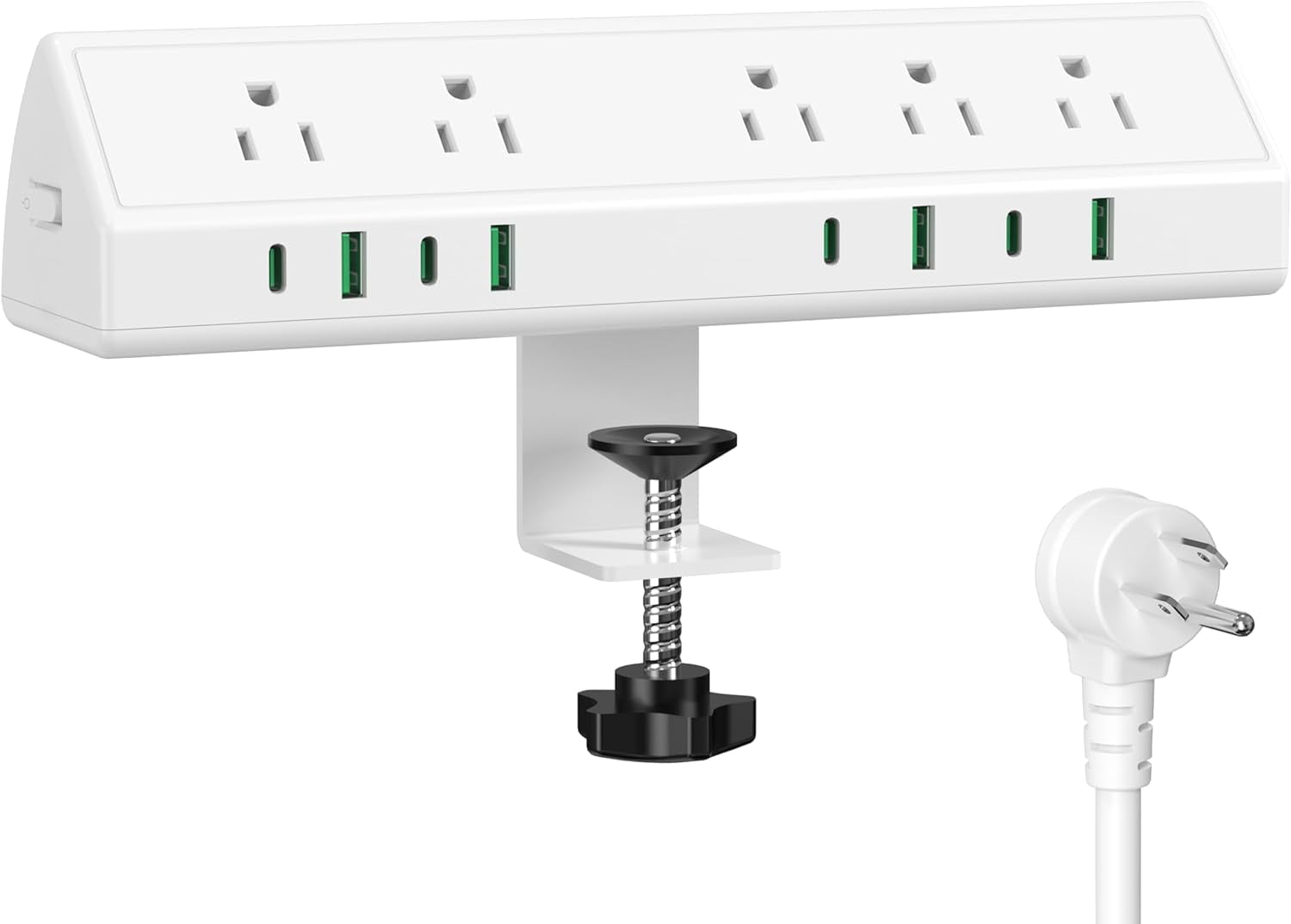 45W Fast Charging Station Desk Clamp Power Strip with 4 USB-C & 4 USB-A Ports, Surge Protector, 1875W Extension Cord, 6 FT, ETL Listed for Home Office Dorm, White