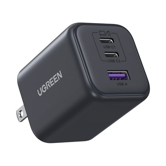 UGREEN Nexode Pro 45W USB C GaN Charger Block, Compact Triple Port Fast Wall Charger Compatible for MacBook, Compatible for iPhone,  Black
