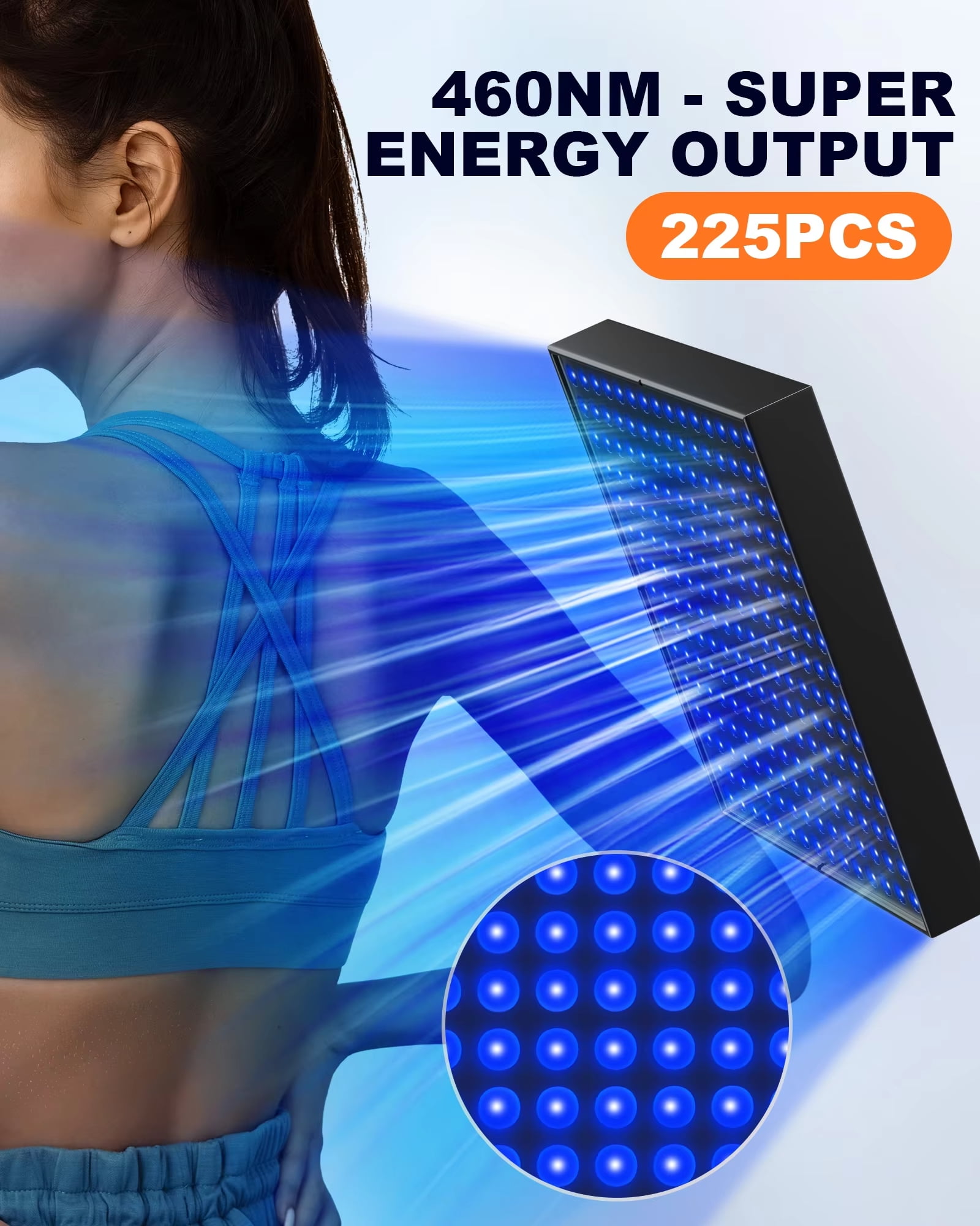 45W LED UV Ultraviolet Face Body Tanning Lamp 460NM Full Blue Beauty Black Light Sunbathing Bronze Skin Tanning Lamps