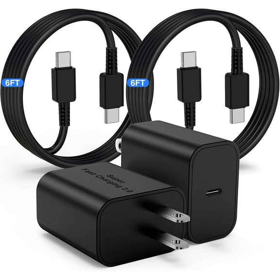 JOZASHON 45W Fast Charger with 6FT USB-C Cable, 2-Pack Type-C Block for Samsung Galaxy S24, iPad, Android