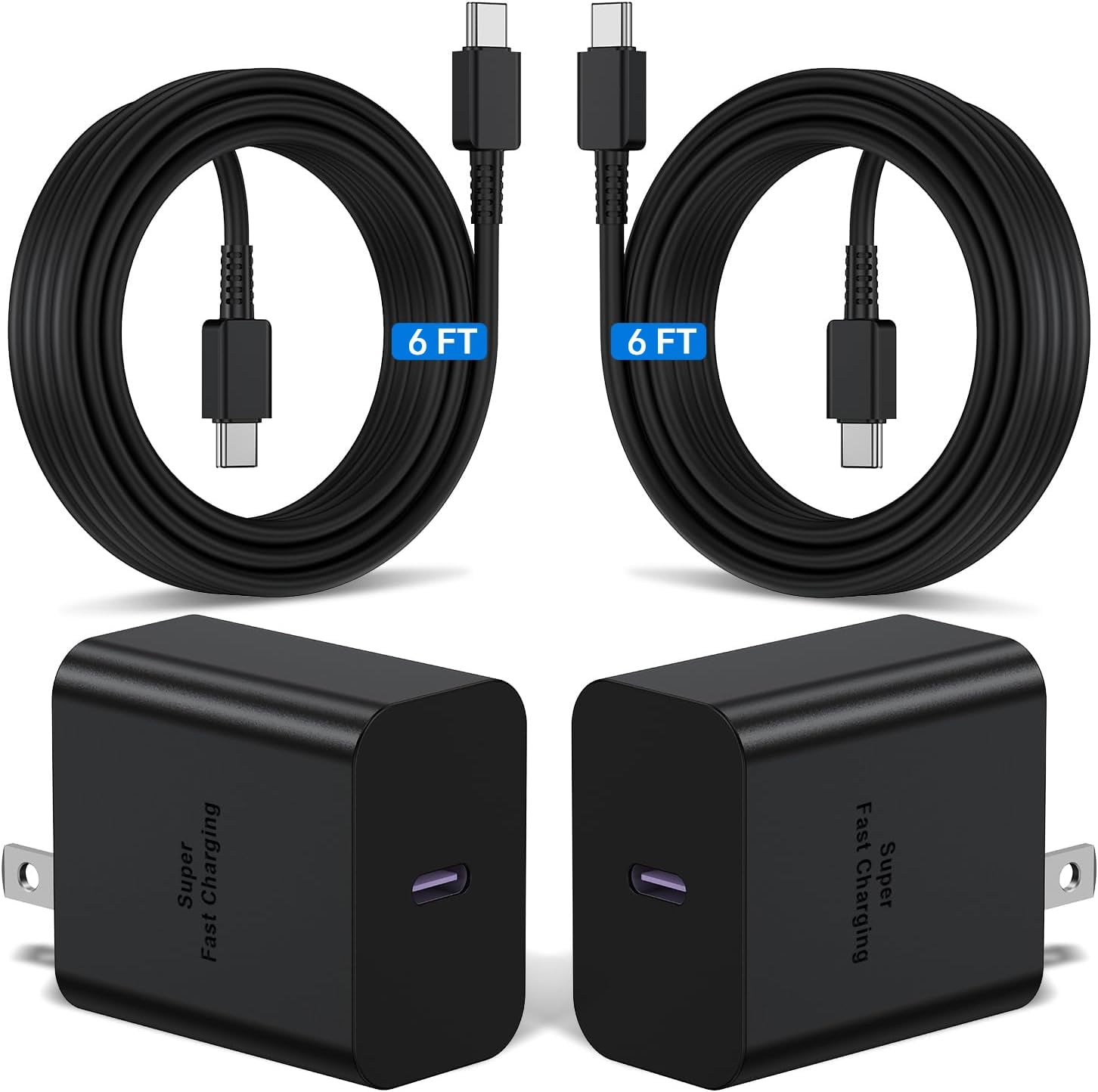 Compatible for Samsung Super Fast Charger 45W,2Pack Type C Charger Fast Charging Block 6FT USBC to C Cable Compatible for Galaxy S24 Ultra/S23 S22 S21 Ultra/Plus,Android Phone Charger Cord