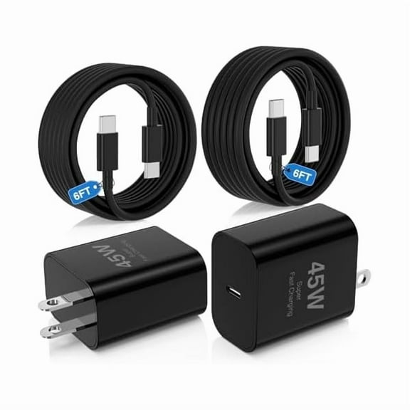 45W Samsung Super Fast Charger for Samsung Galaxy S25/S24/S23 Ultra,2-Pack USB C Charger Type C Block Fast Charging Cord 6ft for Samsung Galaxy S25+/S24+/S23+/S22/S21/S20,Galaxy Tab S10/S9/S8-Black