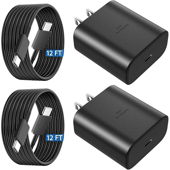 45W Samsung USB-C Super Fast Charger 12FT Long Type C Charger Cable Cord Fast Charging Android Phone Charger Block for Samsung Galaxy S25 Ultra/S25/S24 Ultra/S24/S24+/S23 Ultra/S23+/S22/S22 Ultra