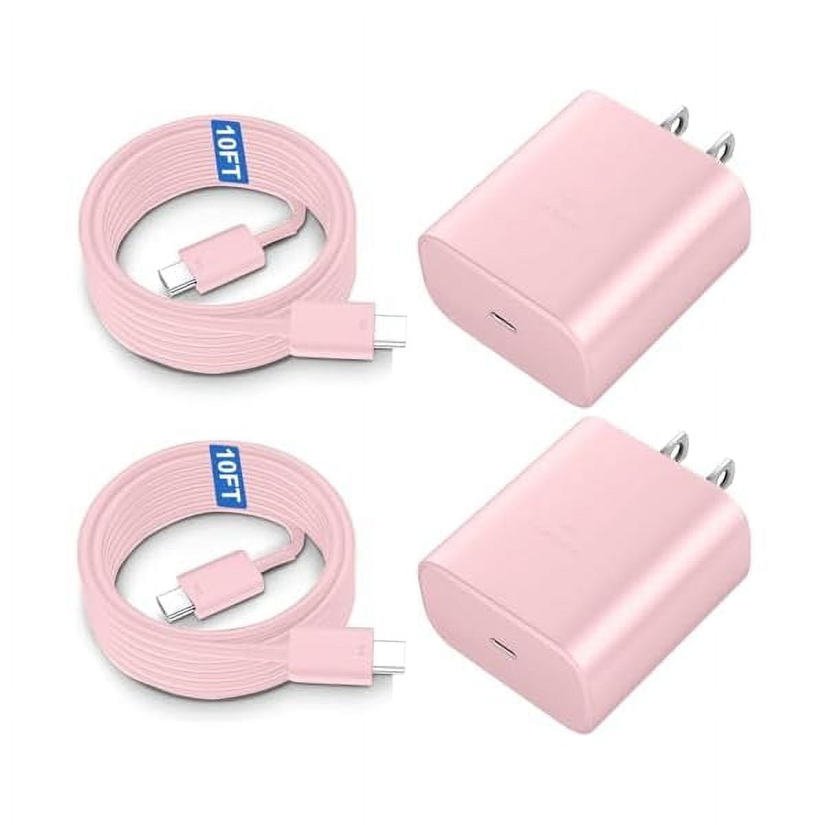 45W Samsung USB-C Super Fast Charger Type C Android Phone Charging Block with 10FT Cable for Samsung Galaxy S25 Ultra/S25/S24 Ultra/S24/S24+/S23 Ultra/S23/S22 Ultra/S22/S21/S20/Note 10/20-Pink