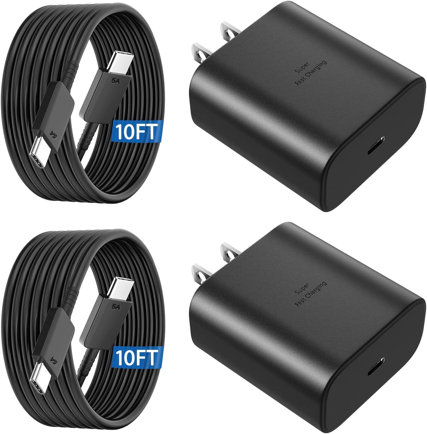 45W Super Fast Charger Type C, 10FT USB C Cable Cord Charger Block for Samsung Galaxy S24 Ultra/S24/S24+/S23 Ultra/S23/S23+/S22/S21/S20/Note 10/20 (2Pack)