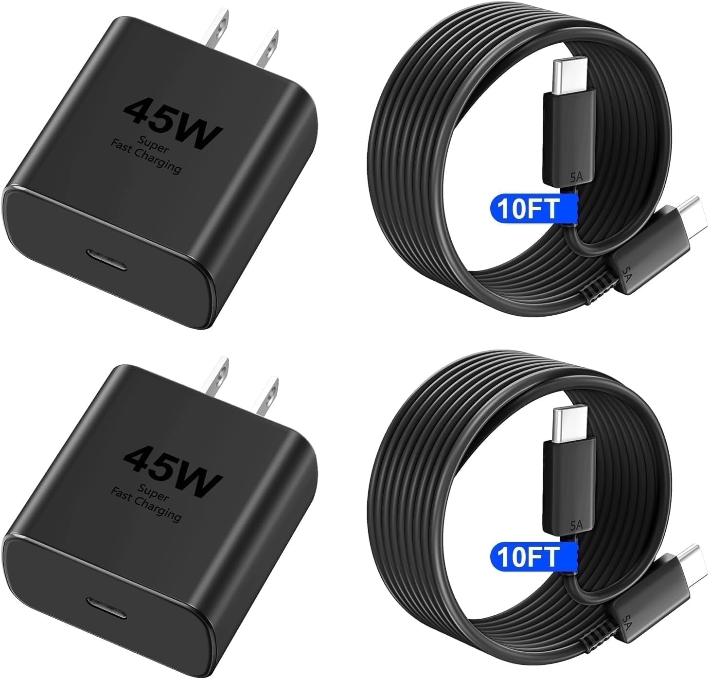 45W Super Fast Charger Type C, 2Pack USB C Android Phone Charger Fast Charging Cord with 10ft Cable Compatible with Samsung Galaxy S25 Ultra/S25/S24/S23 Ultra/S22 Ultra