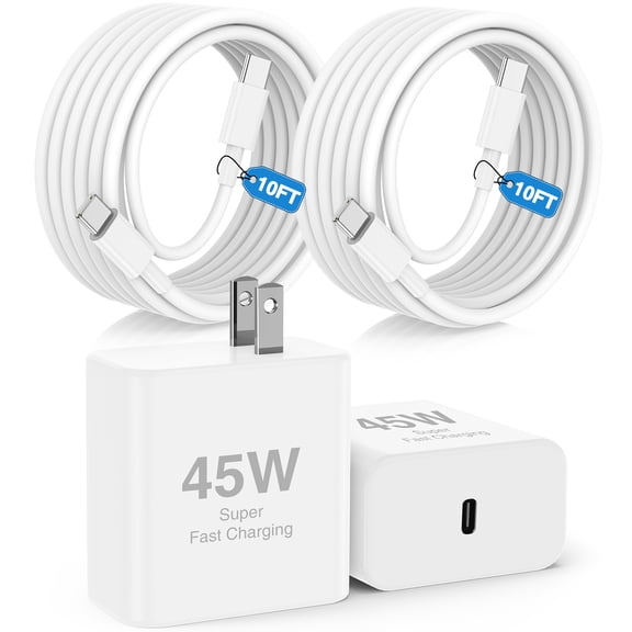 45W Super Fast Charger Type C, 2Pack USB C Android Phone Charger Fast Charging Cord with 10ft Cable Compatible with Samsung Galaxy S25 Ultra/S25/S24/S23 Ultra/S22 Ultra