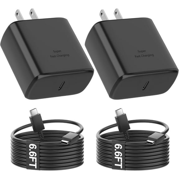 45W Super Fast Charger,USB C Android Phone Charger Fast Charging Block &6.6FT USBC to USBC Cable 2Pack for Galaxy S25 Ultra/S25+/S24 Ultra/S24+/S23 S22, Android Phone Charger Cord