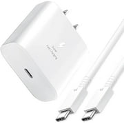 45W Super Fast Charger USB C Phone Charger Fast Charging for Nuu B30 Pro 5G Also Galaxy S24 Ultra/S24/S24+/S23 Ultra/S23/S23+ PPS Charger & 6ft C Cable - White