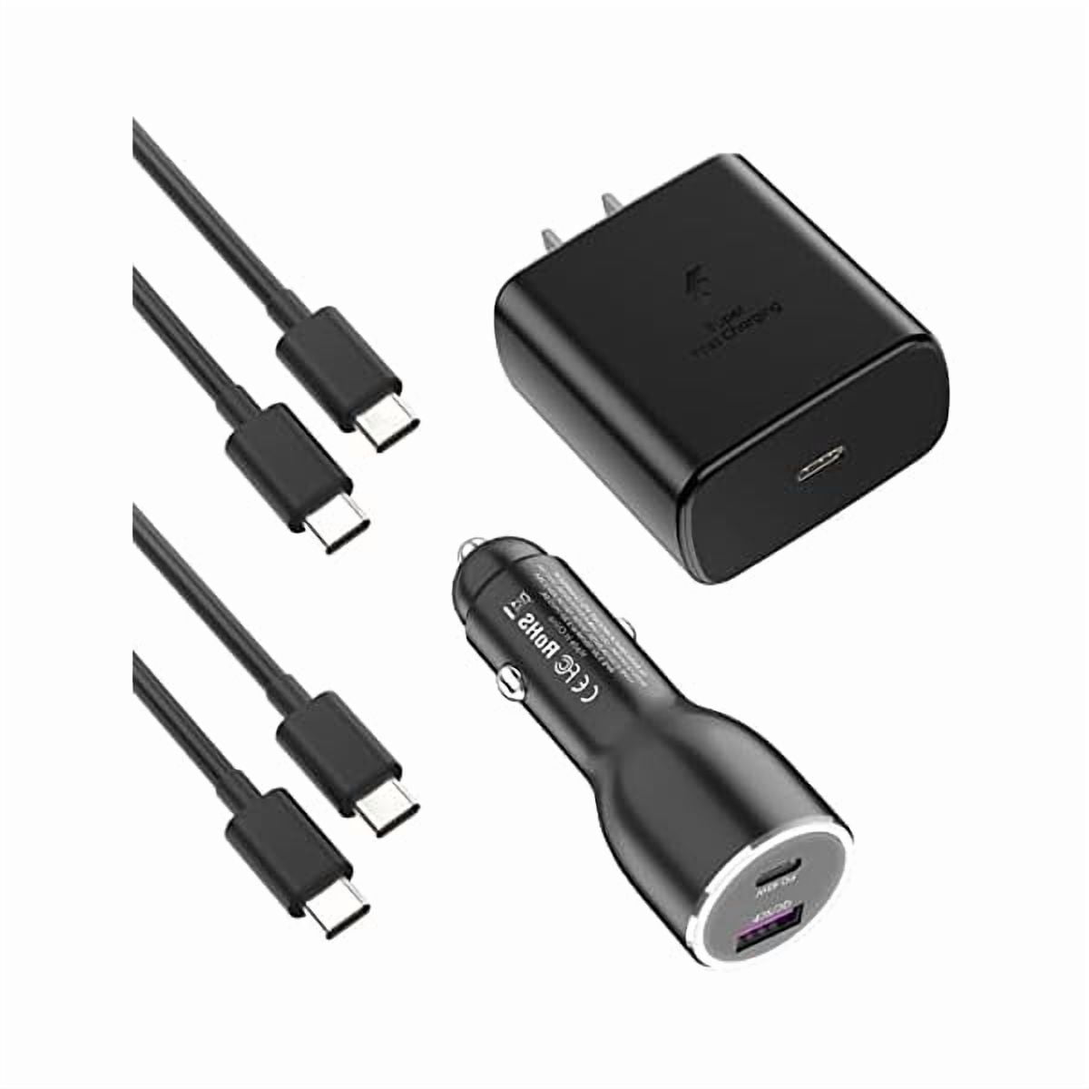 45W Super Fast Charger USB Type C Combo Kit Wall/Car Charger PD PPS for Samsung Galaxy S25 S24 S23 S22 Ultra Plus S21 S20 A25 A15 A53 A52 5G iPhone 16 15 Pro Max iPad MacBook 3.3ft/6.6ft 5A Cable