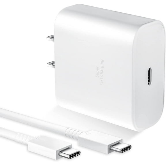 45W Super Fast Charger by SGNics, Super Fast Charger For Samsung Galaxy A20 - USB-C Fast Charging Wall Charger with 3.3FT Cable - WHITE