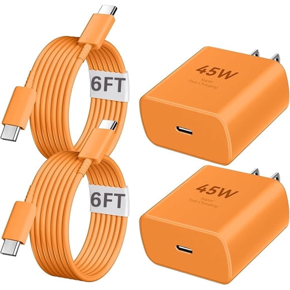 45W Super Fast USB C Charger for iPhone 17 16 Pro Max Charger,6FT Long iPhone Chargers Fast Charging Cord Cable for iPhone 17 16 Pro Max/17 16 Pro/16 Plus,15 Pro Max/15, Android Phone-Orange