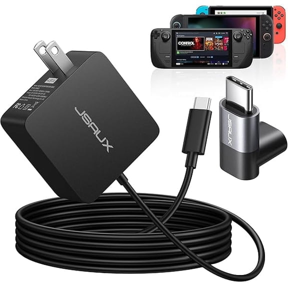 45W USB C Charger for Steam Deck/OLED, 5FT Cable Type C PD 3.0 45 Watt Fast Charging Compatible with Nintendo Switch 2, Switch/OLED, MacBook, Samsung S25 S24 S23 S22, iPhone 16/15, iPad, Pixel