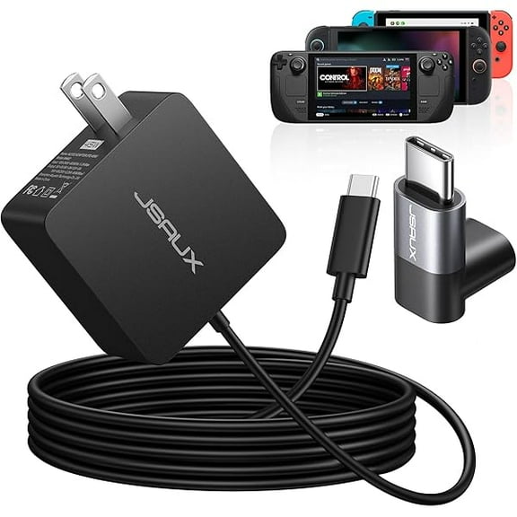 45W USB C Charger for Steam Deck/OLED, 5FT Cable Type C PD 3.0 45 Watt Fast Charging Compatible with Nintendo Switch 2, Switch/OLED, MacBook, Samsung S25 S24 S23 S22, iPhone 16/15, iPad, Pixel