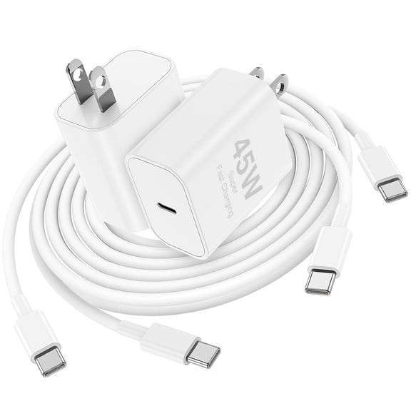 45W Fast Charging Wall Charger Block with 10Ft Long Type C To C Cable, High Speed Adapter Compatible with iPhone 17, 16, 15, iPad, Samsung Galaxy