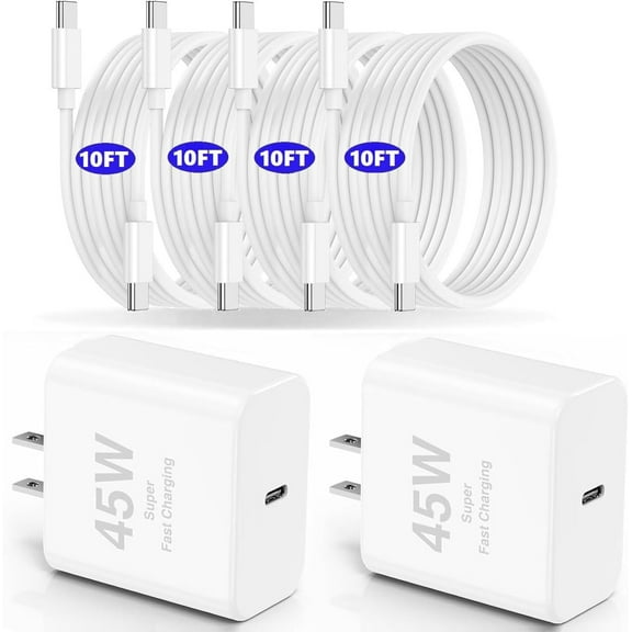 45W for iPhone 17 16 15 Fast Charger Block and 10ft Type C to USB C Cable Cord Long, Wall Charging Plug Cube Brick for iPhone 17 Pro Max/17 Air/16 e/16 Pro/15 Plus/15 Mini/Samsung