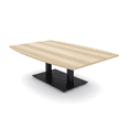 thumbnail image 1 of 45X60 Large Boat Shaped Coffee Table With Double Post Metal Base, 1 of 6