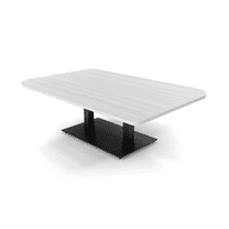45X60" Small Duo Shaped Coffee Table With Double Metal Base