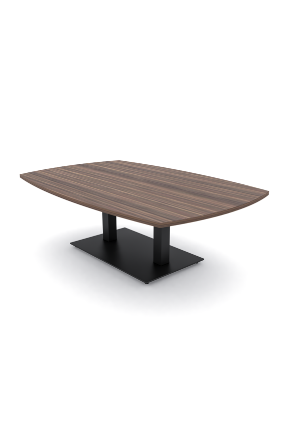 45X70 Large Arc Boat Shaped Coffee Table For Office Double Metal Base