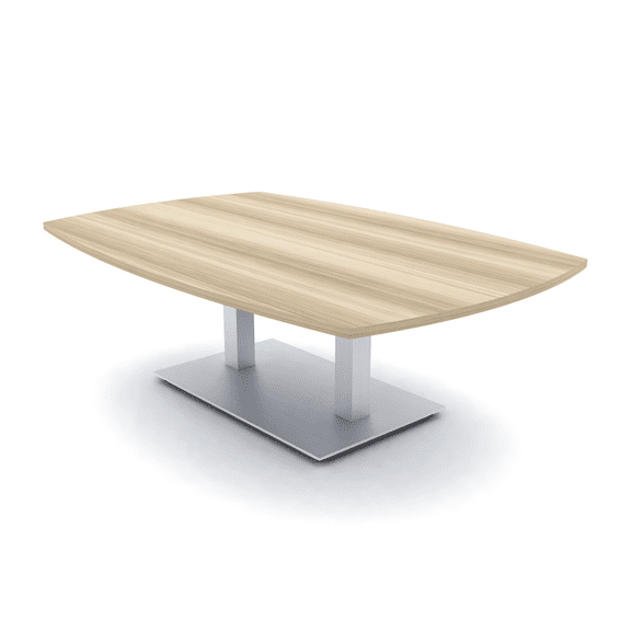 45X70 Large Arc Boat Shaped Coffee Table For Office Double Metal Base