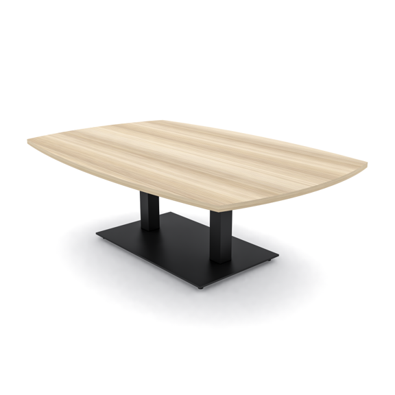 45X70 Large Arc Boat Shaped Coffee Table For Office Double Metal Base