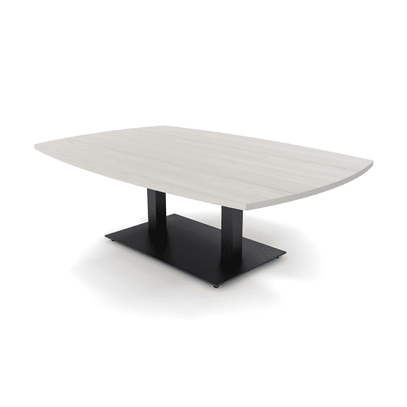 45X70 Large Arc Boat Shaped Coffee Table For Office Double Metal Base