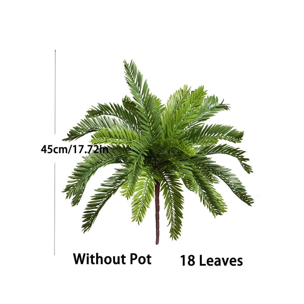 Fake Plaster Tree 45cm 18Leaves Artificial Palm Plants Fake Coconut Tree Tropical Persian ...