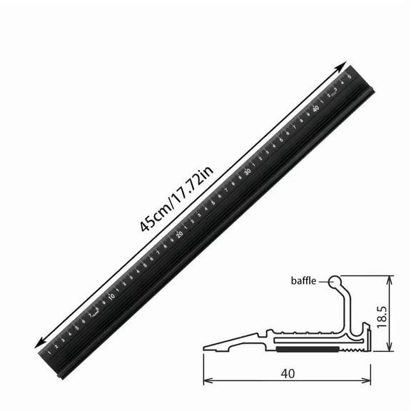 45cm Anti-Slip Aluminum Straightedge Ruler Precision Engraved for Woodworking